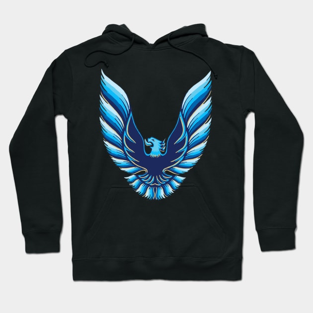 Pontiac Firebird Trans AM Logo (Blue) on chest and back Hoodie by Permages LLC